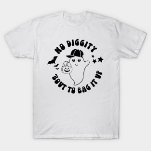 No Diggity Bout To Bag It Up Boy Ghost Boy Halloween T-Shirt